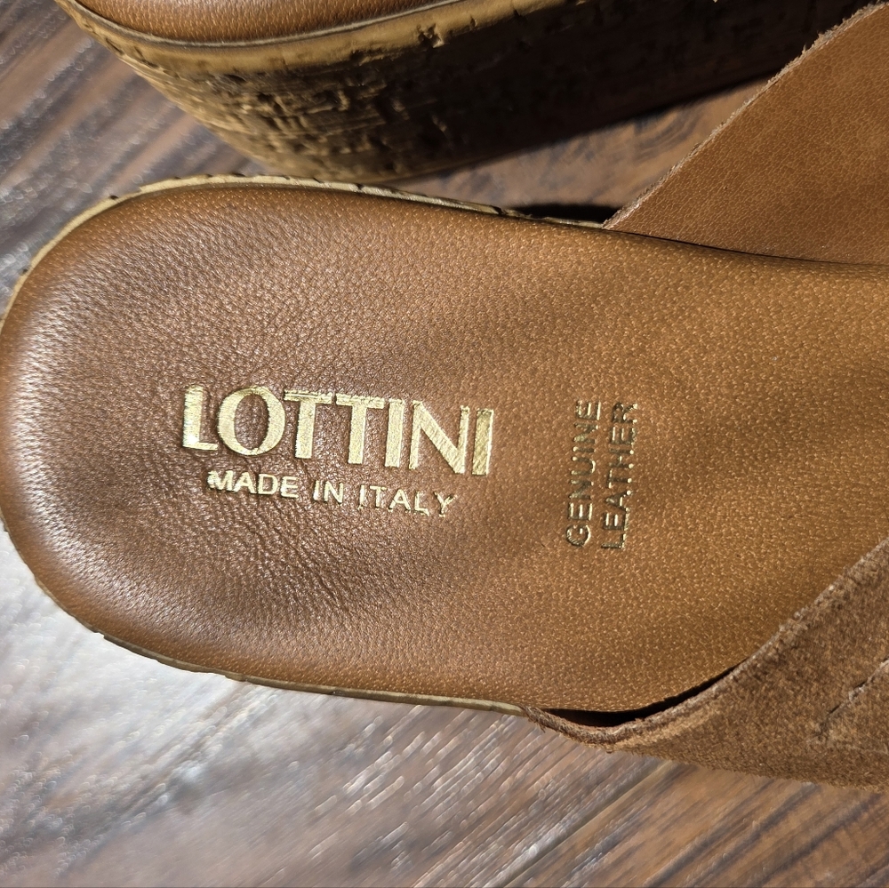 NEW Lottini Suede Boho Wedge Sandals - Camel - Picture 7 of 10